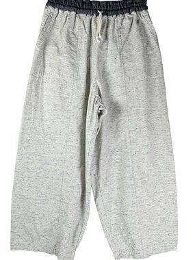 Judi Rosen Heather Gray Cotton Barrel Leg baggy Drawstring Pants Size 27